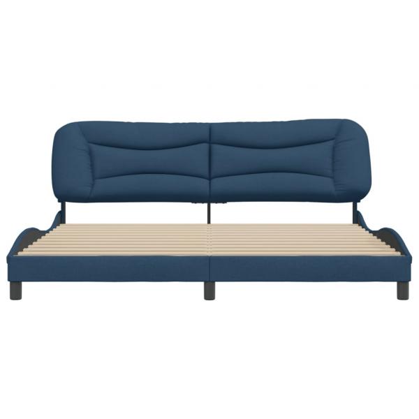 Bettgestell mit Kopfteil Blau 200x200 cm Stoff