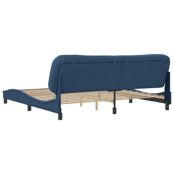 Bettgestell mit Kopfteil Blau 200x200 cm Stoff