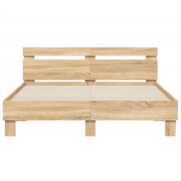 Bettgestell mit Kopfteil LED-Beleuchtung Sonoma-Eiche 140x190cm