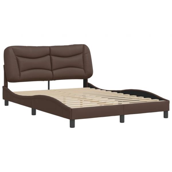 Bettgestell mit Kopfteil Braun 140x190 cm Kunstleder