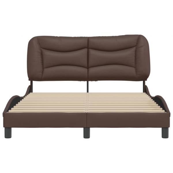 Bettgestell mit Kopfteil Braun 140x190 cm Kunstleder