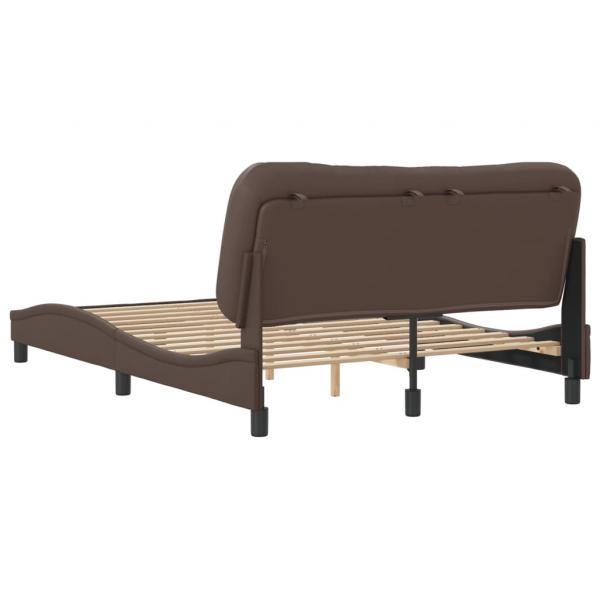 Bettgestell mit Kopfteil Braun 140x190 cm Kunstleder