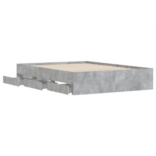 Bettgestell mit Schubladen Betongrau 135x190 cm Holzwerkstoff