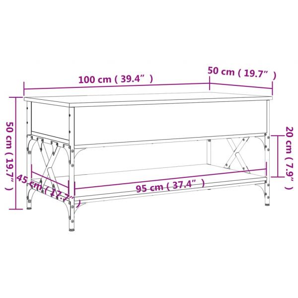 Couchtisch Schwarz 100x50x50 cm Holzwerkstoff und Metall