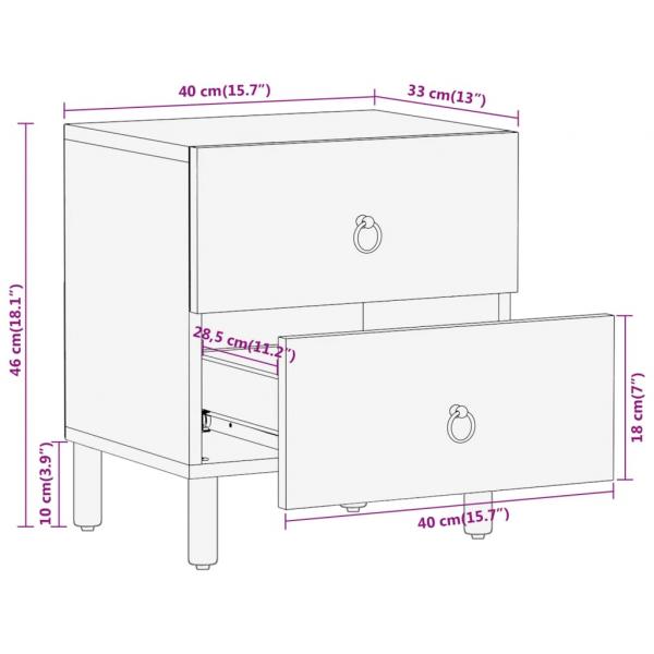 Nachttisch 40x33x46 cm Massivholz Mango  