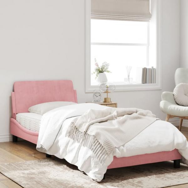 Bettgestell mit Kopfteil Rosa 90x190 cm Samt