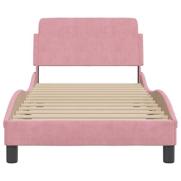 Bettgestell mit Kopfteil Rosa 90x190 cm Samt