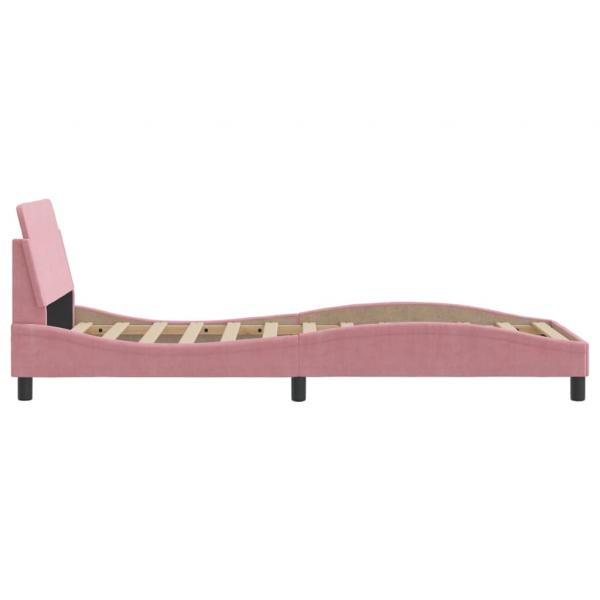 Bettgestell mit Kopfteil Rosa 90x190 cm Samt