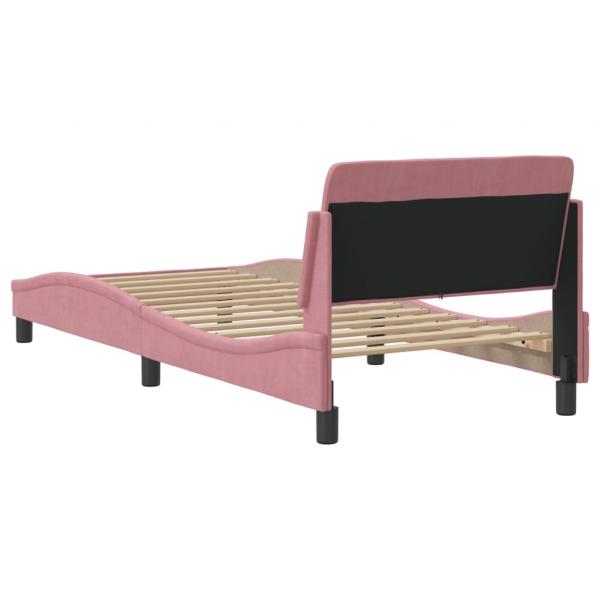 Bettgestell mit Kopfteil Rosa 90x190 cm Samt