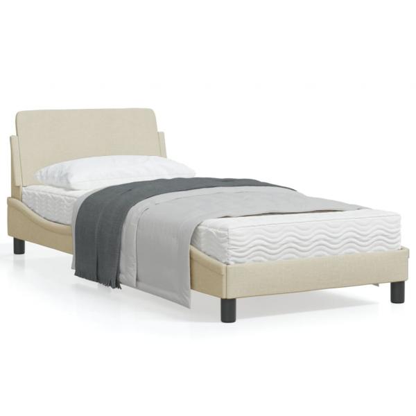 ARDEBO.de - Bettgestell mit Kopfteil Creme 90x200 cm Stoff
