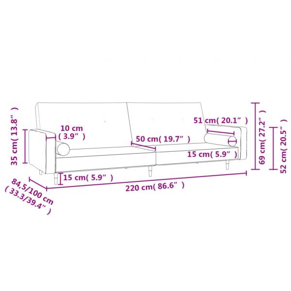 Schlafsofa 2-Sitzer mit 2 Kissen Gelb Samt