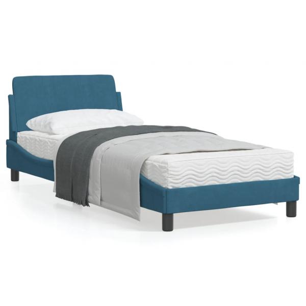 ARDEBO.de - Bettgestell mit Kopfteil Blau 80x200 cm Samt