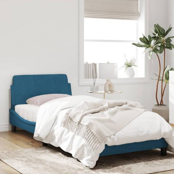 Bettgestell mit Kopfteil Blau 80x200 cm Samt