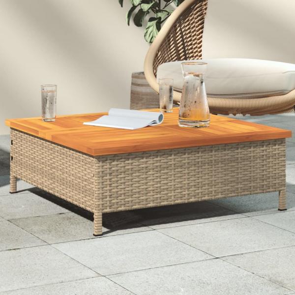 ARDEBO.de - Gartentisch Beige 70x70x25 cm Rattan und Akazienholz