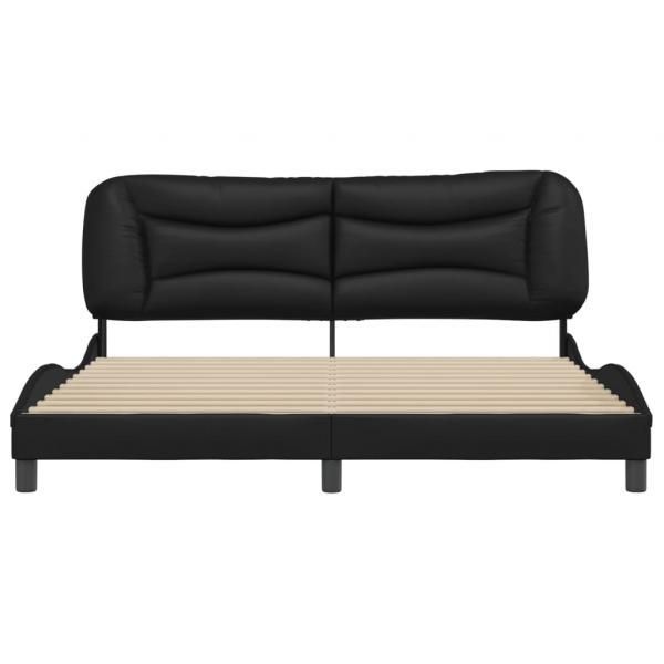 Bettgestell mit Kopfteil Schwarz 180x200 cm Kunstleder