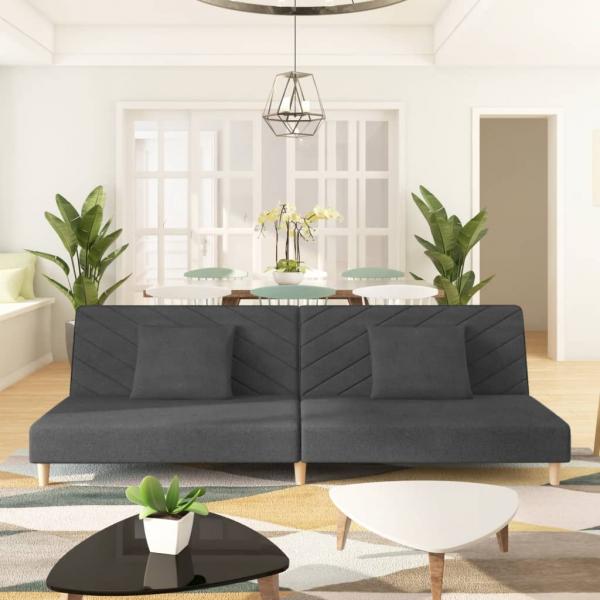 ARDEBO.de - Schlafsofa 2-Sitzer mit 2 Kissen Dunkelgrau Stoff