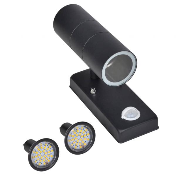 ARDEBO.de - LED-Wandleuchte Edelstahl Zylinderform Schwarz mit Sensor
