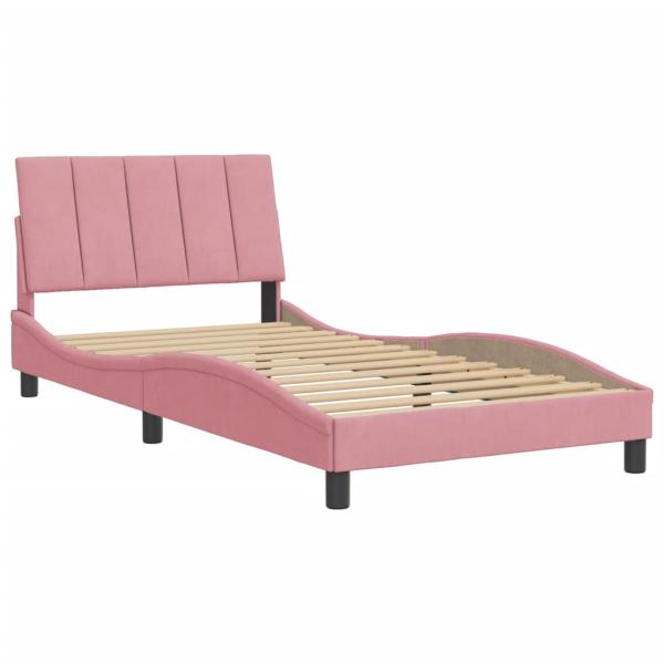 Bettgestell mit Kopfteil Rosa 100x200 cm Samt