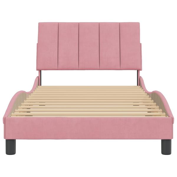 Bettgestell mit Kopfteil Rosa 100x200 cm Samt