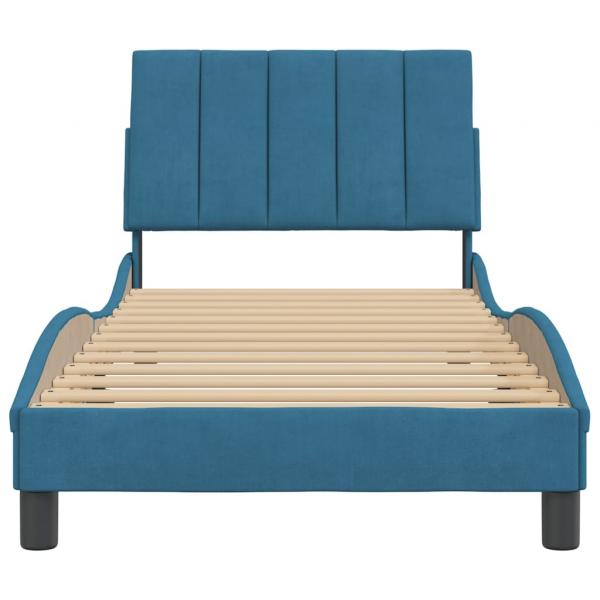 Bettgestell mit Kopfteil Blau 90x200 cm Samt