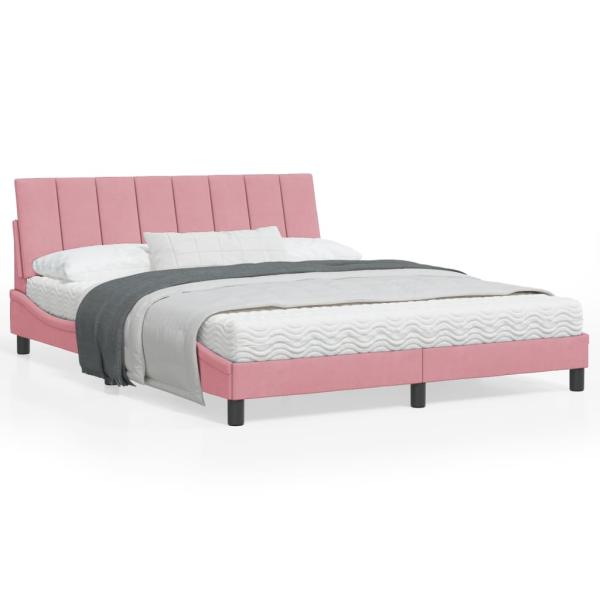 ARDEBO.de - Bettgestell mit Kopfteil Rosa 160x200 cm Samt