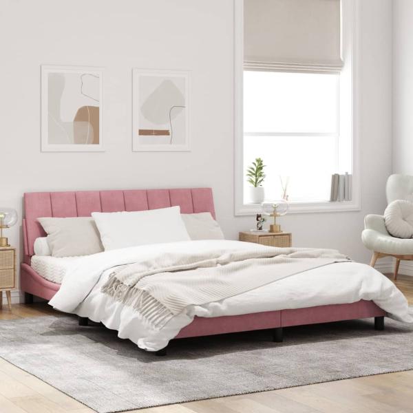 Bettgestell mit Kopfteil Rosa 160x200 cm Samt