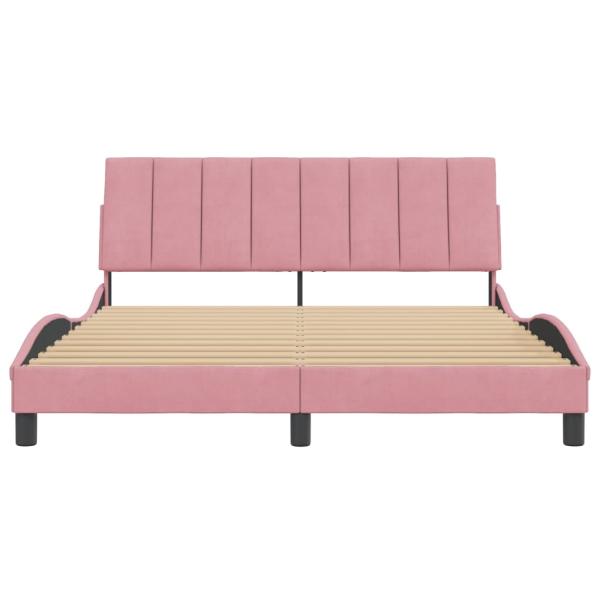 Bettgestell mit Kopfteil Rosa 160x200 cm Samt