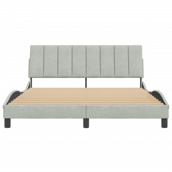 Bettgestell mit Kopfteil Hellgrau 160x200 cm Samt