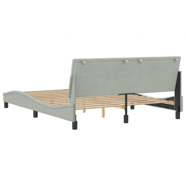 Bettgestell mit Kopfteil Hellgrau 160x200 cm Samt