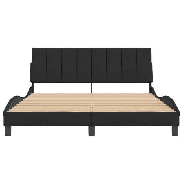 Bettgestell mit Kopfteil Schwarz 160x200 cm Samt