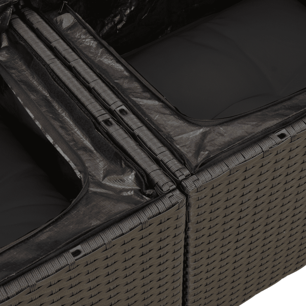 3-tlg. Garten-Sofagarnitur mit Kissen Schwarz Poly Rattan