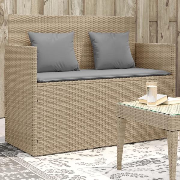 ARDEBO.de - Gartenbank mit Kissen Beige Poly Rattan