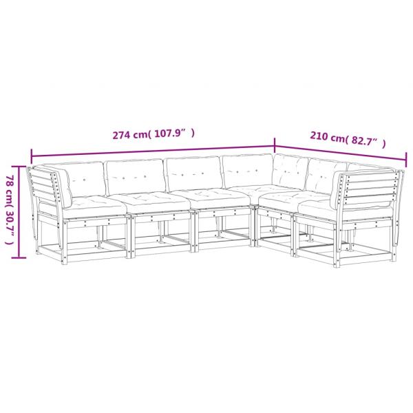 6-tlg. Garten-Sofagarnitur mit Kissen Massivholz Douglasie