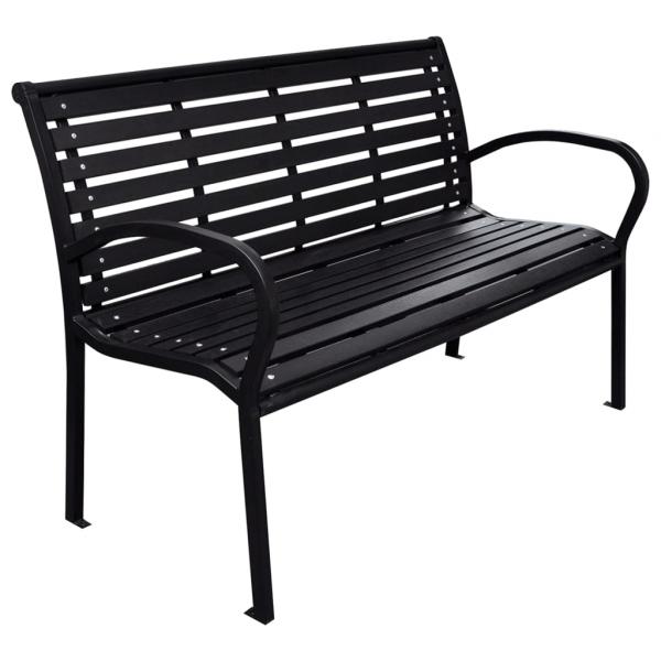 ARDEBO.de - Gartenbank Schwarz 116 cm Stahl und WPC