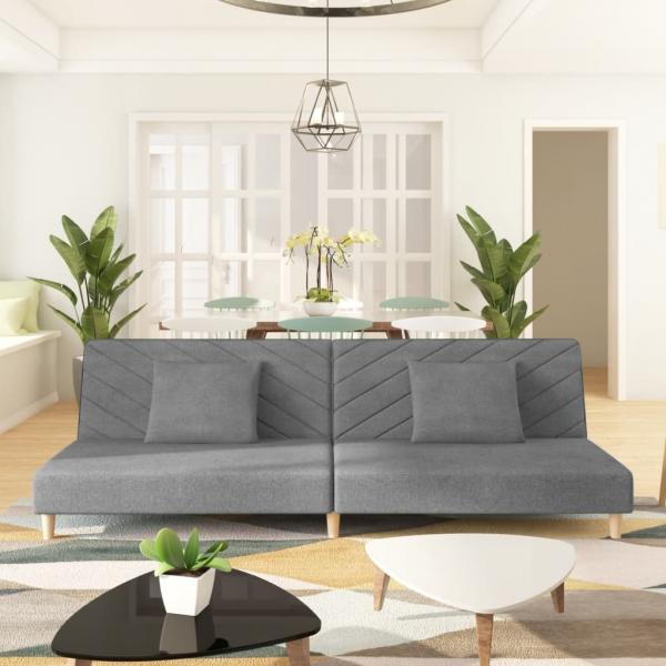 ARDEBO.de - Schlafsofa 2-Sitzer mit 2 Kissen Hellgrau Stoff