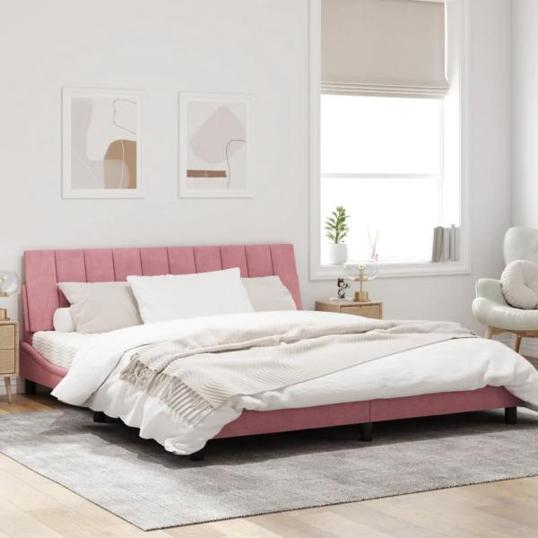 Bettgestell mit Kopfteil Rosa 180x200 cm Samt