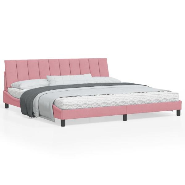 ARDEBO.de - Bettgestell mit Kopfteil Rosa 200x200 cm Samt