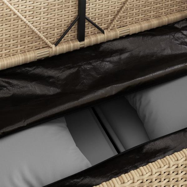 Gartenbank mit Kissen Beige Poly Rattan