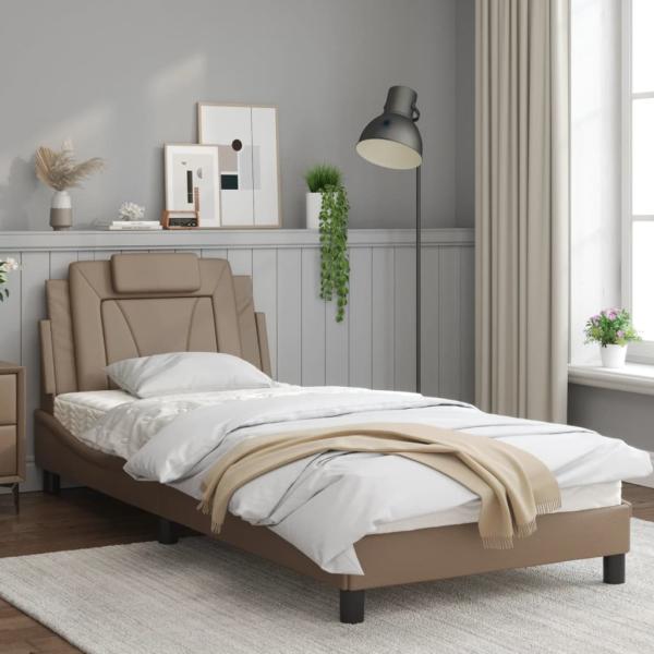Bettgestell mit Kopfteil Cappuccino-Braun 80x200 cm Kunstleder