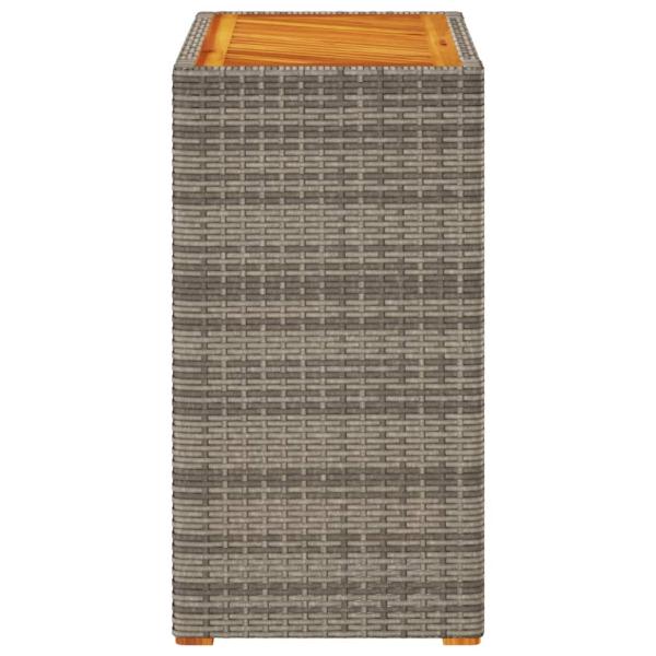 Garten-Beistelltisch mit Holzplatte Grau 60x40x75cm Poly Rattan