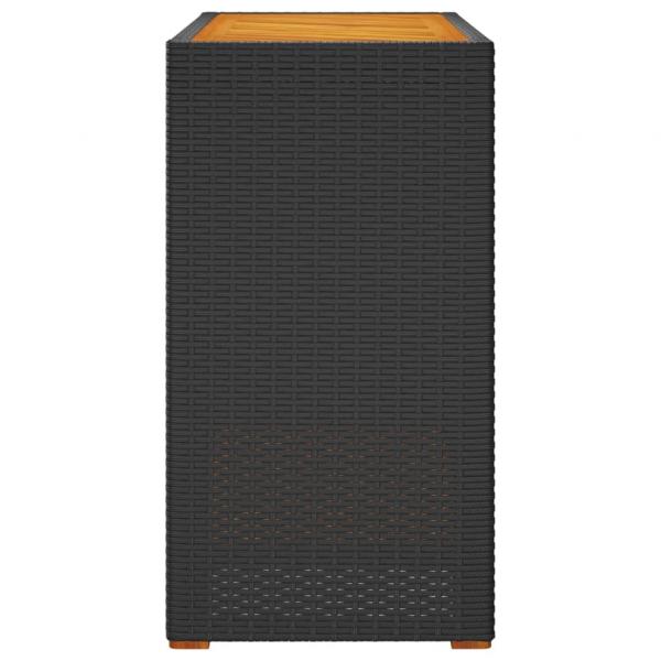 Garten-Beistelltisch mit Holzplatte Schwarz Poly Rattan
