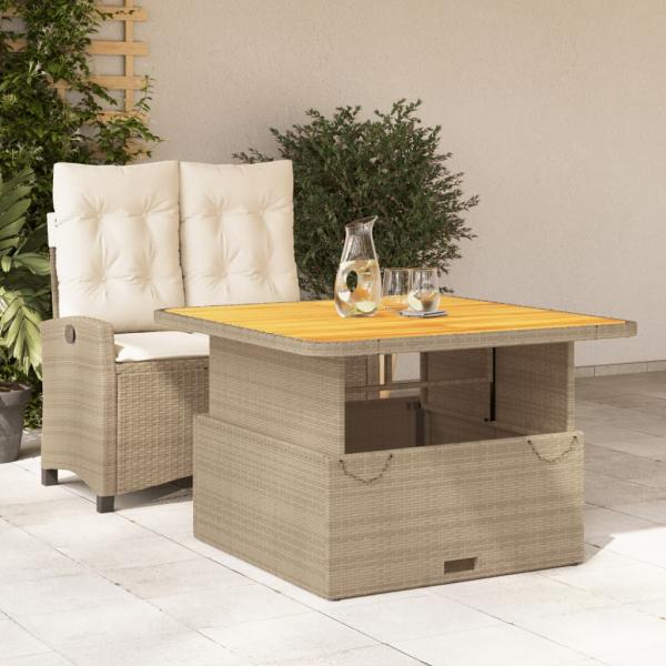 ARDEBO.de - 2-tlg. Garten-Essgruppe mit Kissen Beige Poly Rattan