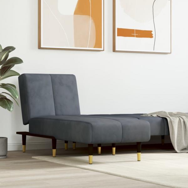 ARDEBO.de - Chaiselongue Dunkelgrau Samt
