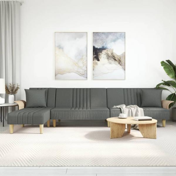ARDEBO.de - Schlafsofa in L-Form Dunkelgrau 279x140x70 cm Stoff