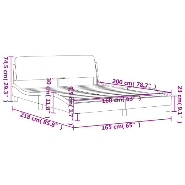 Bettgestell mit Kopfteil Dunkelgrau 160x200 cm Stoff