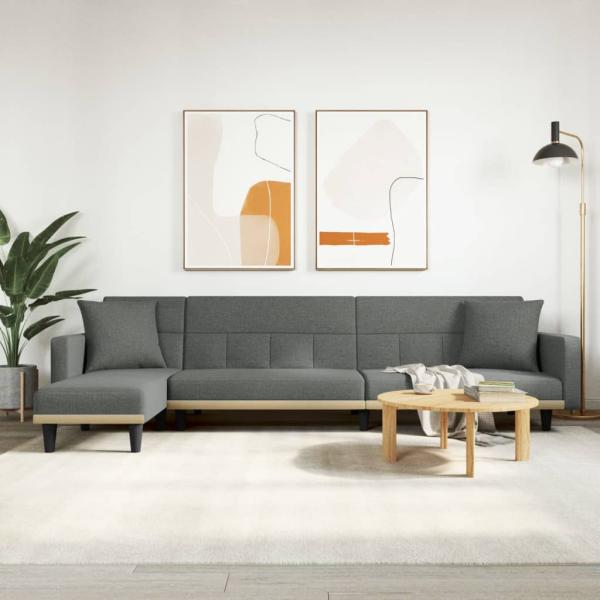 ARDEBO.de - Schlafsofa in L-Form Dunkelgrau 275x140x70 cm Stoff