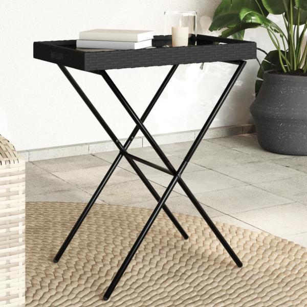 ARDEBO.de - Tabletttisch Klappbar Schwarz 65x40x75 cm Poly Rattan