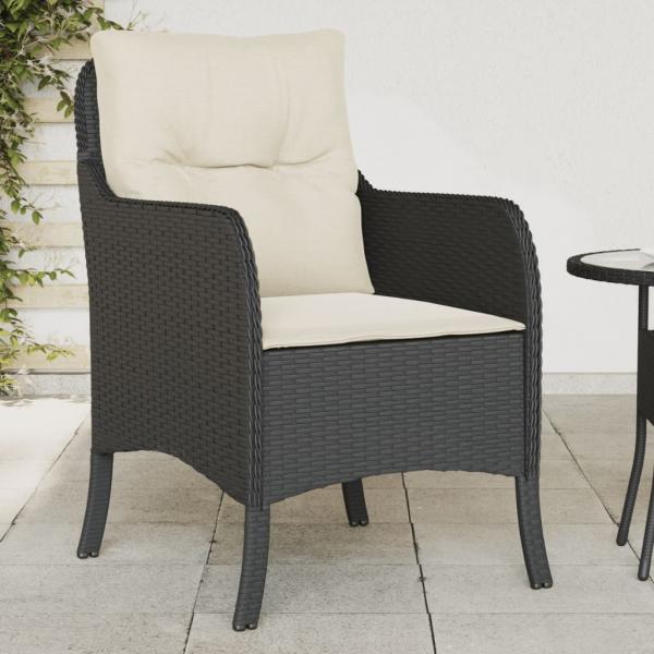 ARDEBO.de - Gartenstühle mit Kissen 2 Stk. Schwarz Poly Rattan