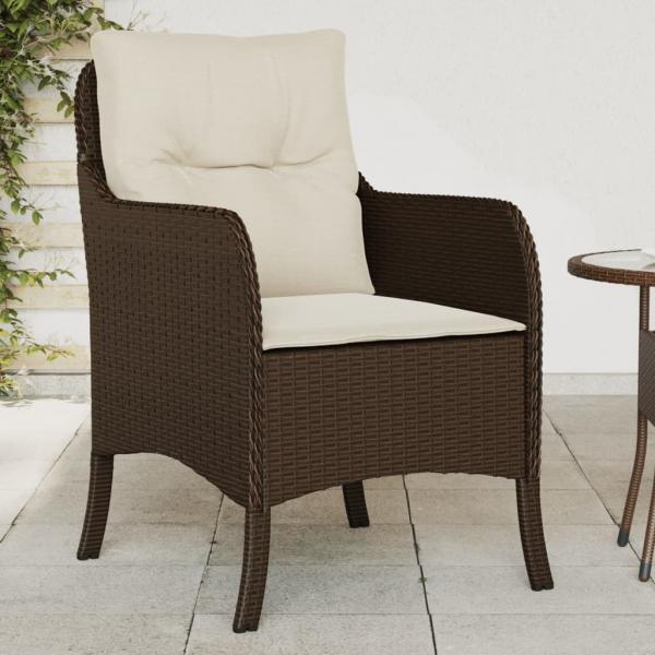 ARDEBO.de - Gartenstühle mit Kissen 2 Stk. Braun Poly Rattan