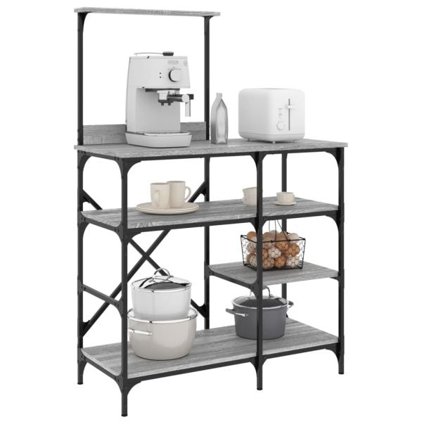 ARDEBO.de - Bäckerregal Grau Sonoma 90x40x132 cm Holzwerkstoff und Metall